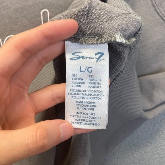 Seven7 Sweatshirt Womens Size Large, Gray Los Angeles Heart Long Sleeve - Picture 9 of 11
